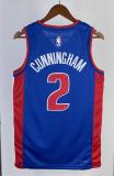 NBA Season 2023 Detroit Pistons Blue #2 CUNNINGHAM Jersey High Quality Name and Number Print