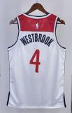 NBA Men 2023 Washington Wizards White #4 WESTBROOK Jersey High Quality Name and Number Print