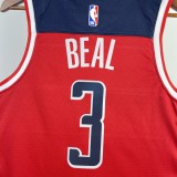 NBA Men 2023 Washington Wizards Red #3 BEAL Jersey High Quality Name and Number Print