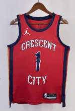 NBA Men 2024 New Orleans Pelicans Red with Jordan Logo #1 WILLIAMSON Jersey High Quality Name and Number Print