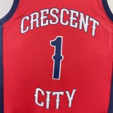 NBA Men 2024 New Orleans Pelicans Red with Jordan Logo #1 WILLIAMSON Jersey High Quality Name and Number Print
