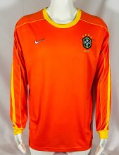 1998 Brazil Orange Goalkeeper Retro Jersey Long Sleeve