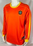 1998 Brazil Orange Goalkeeper Retro Jersey Long Sleeve