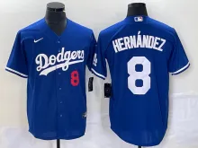 Los Angeles Dodgers HERNANDEZ #8 Blue Baseball Jersey