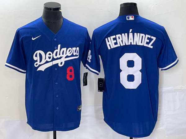 Los Angeles Dodgers HERNANDEZ #8 Blue Baseball Jersey