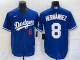 Los Angeles Dodgers HERNANDEZ #8 Blue Baseball Jersey