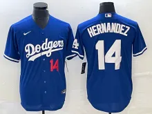 Los Angeles Dodgers HERNANDEZ #14 Blue Baseball Jersey