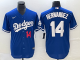 Los Angeles Dodgers HERNANDEZ #14 Blue Baseball Jersey