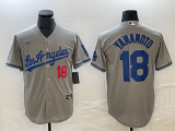 Los Angeles Dodgers YAMAMOTO #18 Grey Baseball Jersey
