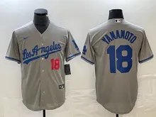 Los Angeles Dodgers YAMAMOTO #18 Grey Baseball Jersey