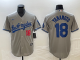 Los Angeles Dodgers YAMAMOTO #18 Grey Baseball Jersey