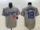Los Angeles Dodgers YAMAMOTO #18 Grey Baseball Jersey