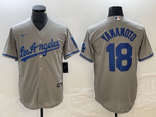 Los Angeles Dodgers YAMAMOTO #18 Grey Baseball Jersey