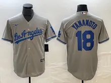 Los Angeles Dodgers YAMAMOTO #18 Grey Baseball Jersey