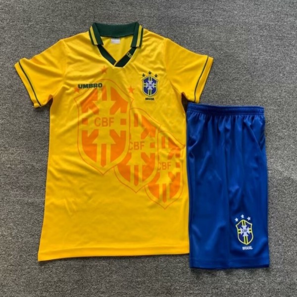 1994 Brazil Home Retro Kids Jersey