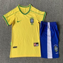 1998 Brazil Home Retro Kids Jersey