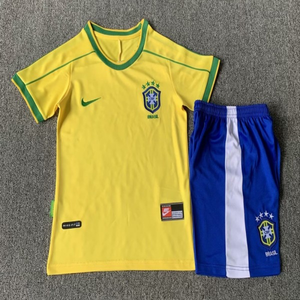 1998 Brazil Home Retro Kids Jersey