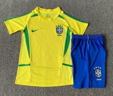 2002 Brazil Home Retro Kids Jersey