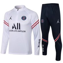 21/22 PSG Jordan White Sweater Tracksuit with Zipper  Thai Quality