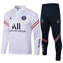 21/22 PSG Jordan White Sweater Tracksuit with Zipper  Thai Quality