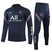 21/22 PSG Jordan Dark Blue Sweater Tracksuit with Zipper  Thai Quality