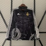23/24 Real Madrid Dragon Black Windbreaker Jacket two-sided Jacket Thai Quality