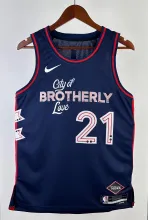 NBA Men 2024 Philadelphia 76ers Navy City Edition #21 EMBIID Swingman Jersey