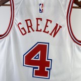 NBA Men Season 2024 Houston Rockets White City Edition #4 GREEN Jersey High Quality Name and Number Print