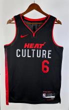 NBA Men S2024 Miami Heat Back #6 JAMES Jersey High Quality Name and Number Print