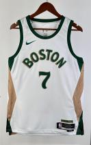 NBA Men Season 2024 Boston Celtics White City Edition #7 BROWN Jersey High Quality Name and Number Print