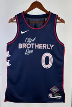 NBA Men 2024 Philadelphia 76ers Navy City Edition #0 MAXEY Swingman Jersey