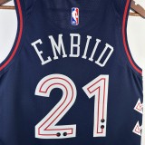 NBA Men 2024 Philadelphia 76ers Navy City Edition #21 EMBIID Swingman Jersey