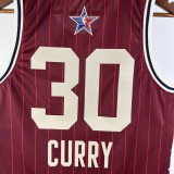 NBA Men 2024 Los Angeles Lakers All Stars Red #30 CURRY Jersey High Quality Name and Number Print