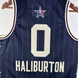 NBA Men Season 2024 Boston Celtics All Stars Blue #0 HALIBURTON Jersey High Quality Name and Number Print