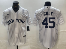 New York Yankees COLE #45 White Baseball Jersey