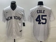 New York Yankees COLE #45 White Baseball Jersey