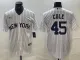 New York Yankees COLE #45 White Baseball Jersey