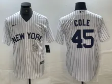 New York Yankees COLE #45 White Baseball Jersey