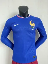 23/24 France Home Soccer Jersey Long Sleeve Player Version  1:1 Quality