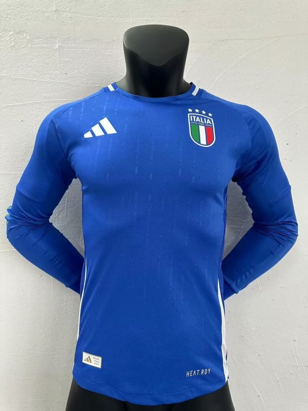 24/25 Italy Home Soccer Jersey Long Sleeve Player Version  1:1 Quality