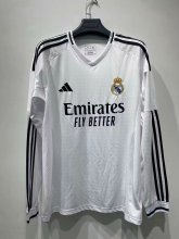24/25 Real Madrid Home Jersey Long Sleeve 1:1 Quality Fan Version
