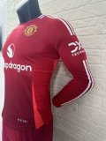 24/25 Man United Home Jersey Long Sleeve Player Version 1:1 Quality