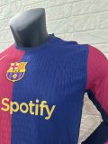 24/25 Barcelona Home Jersey Long Sleeve Player Version  1:1 Quality