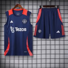 24/25 Manchester United Blue Vest Training Tracksuit