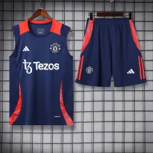 24/25 Manchester United Blue Vest Training Tracksuit