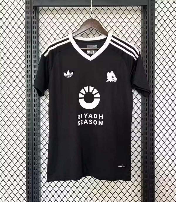 24/25 Roma Goalkeeper Black Jersey With Sponsors 1:1 Thai Quality