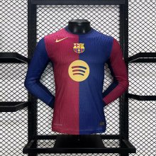 24/25 Barcelona Home Jersey Long Sleeve With New Sponsors Player Version  1:1 Quality