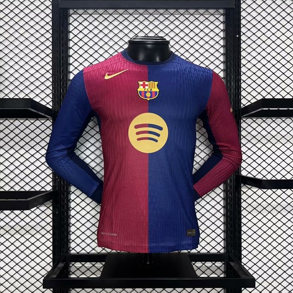 24/25 Barcelona Home Jersey Long Sleeve With New Sponsors Player Version  1:1 Quality