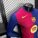 24/25 Barcelona Home Jersey Long Sleeve With New Sponsors Player Version  1:1 Quality