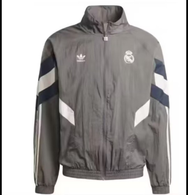 24/25 Real Madrid Grey Windbreaker Jacket Thai Quality